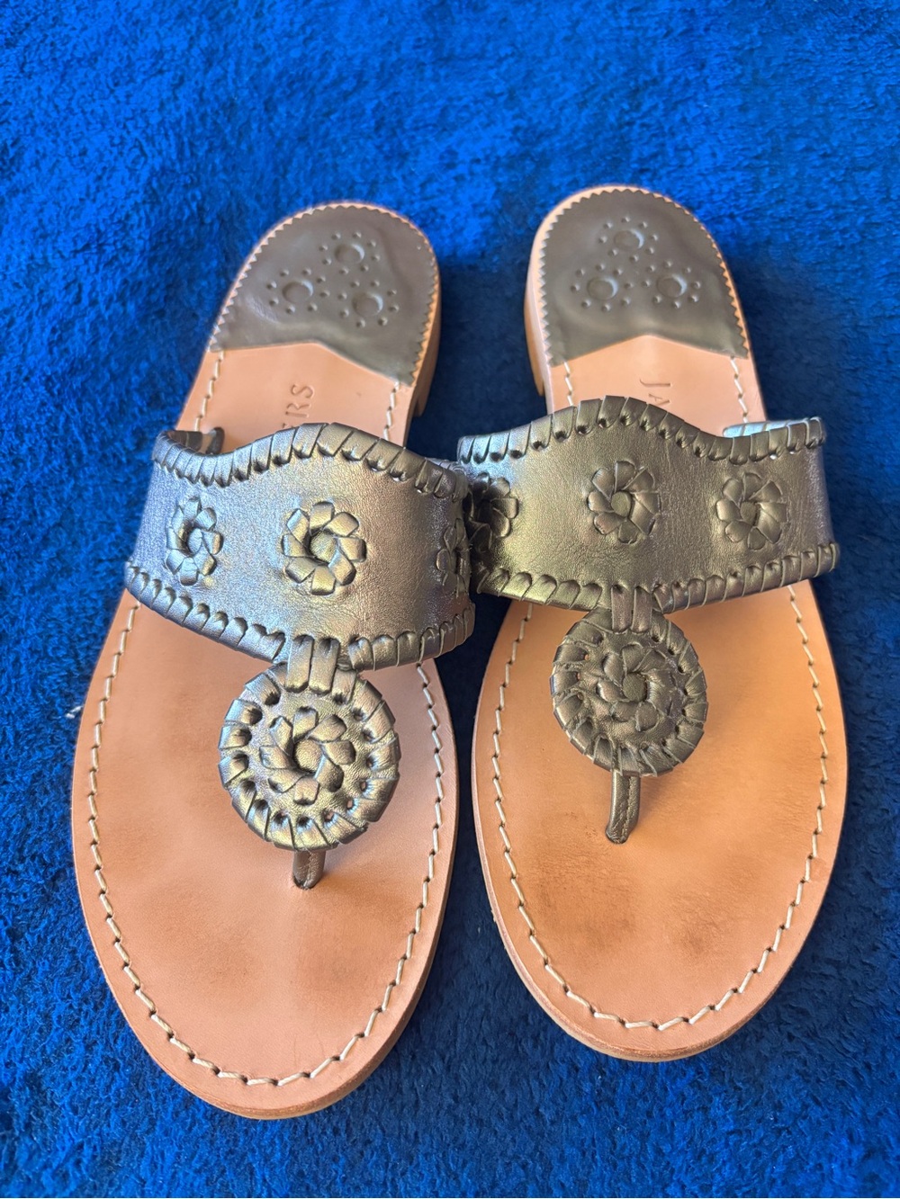 Jack Rogers Dark gray Leather Woven Medallion Sandals